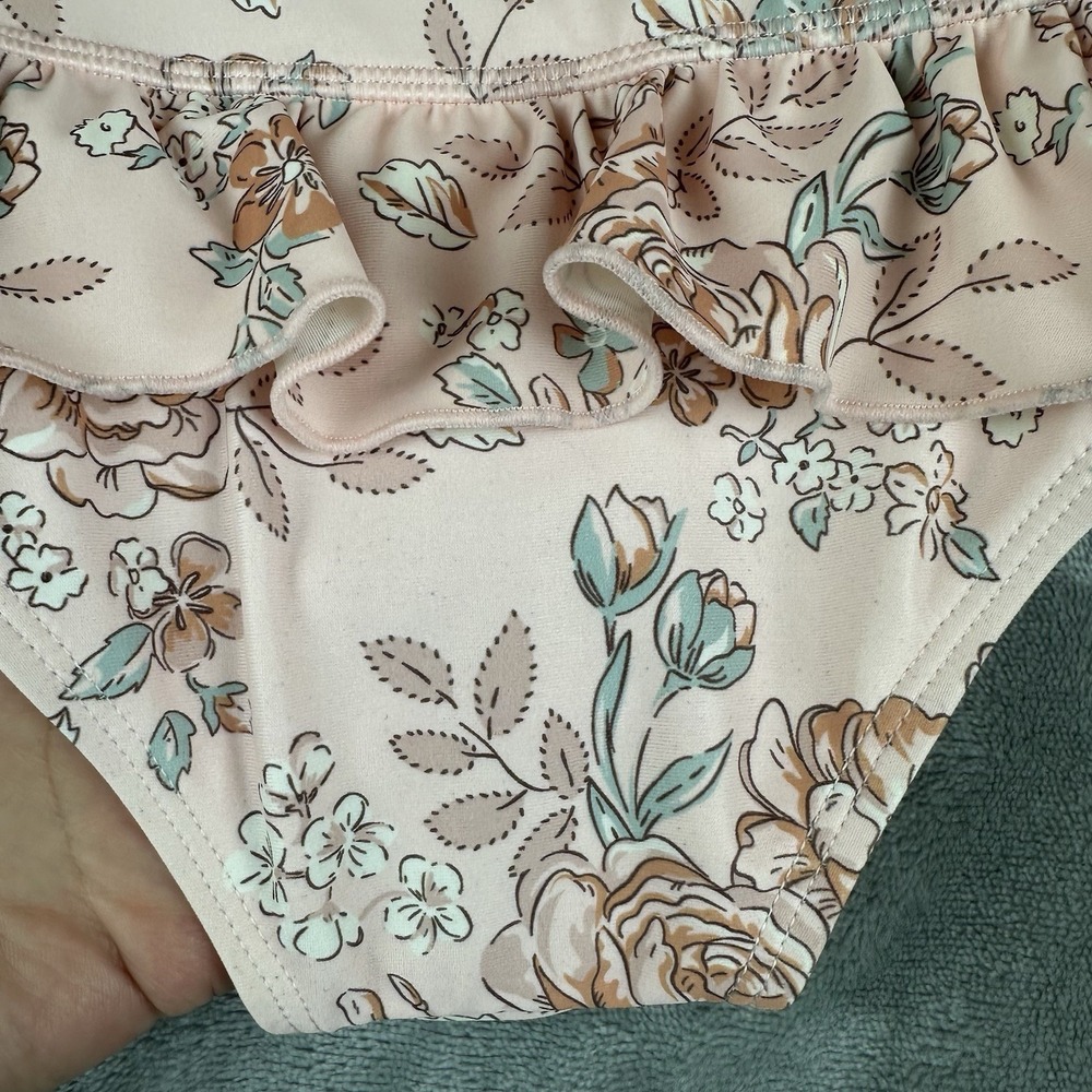Modern Moments Gerber Swimsuit Girls 12 M Pink Floral Ruffle Long Sleeve Zip NEW - Picture 5 of 6